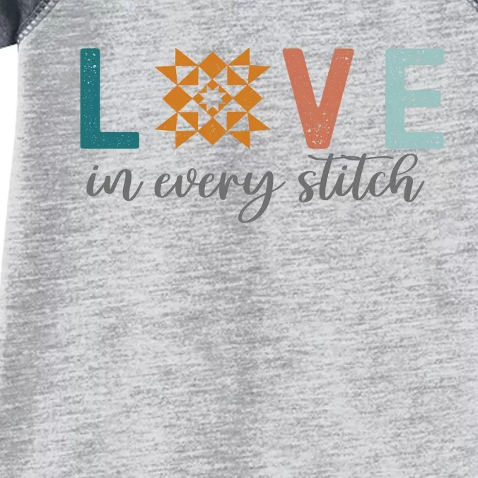 Love In Every Stitch Quilt Block Star Infant Baby Jersey Bodysuit