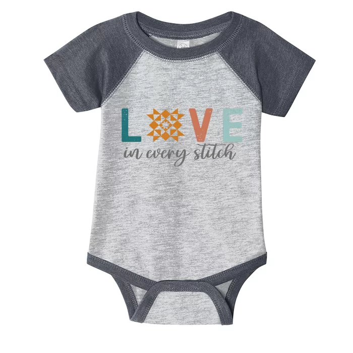 Love In Every Stitch Quilt Block Star Infant Baby Jersey Bodysuit