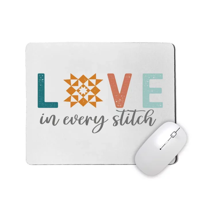 Love In Every Stitch Quilt Block Star Mousepad