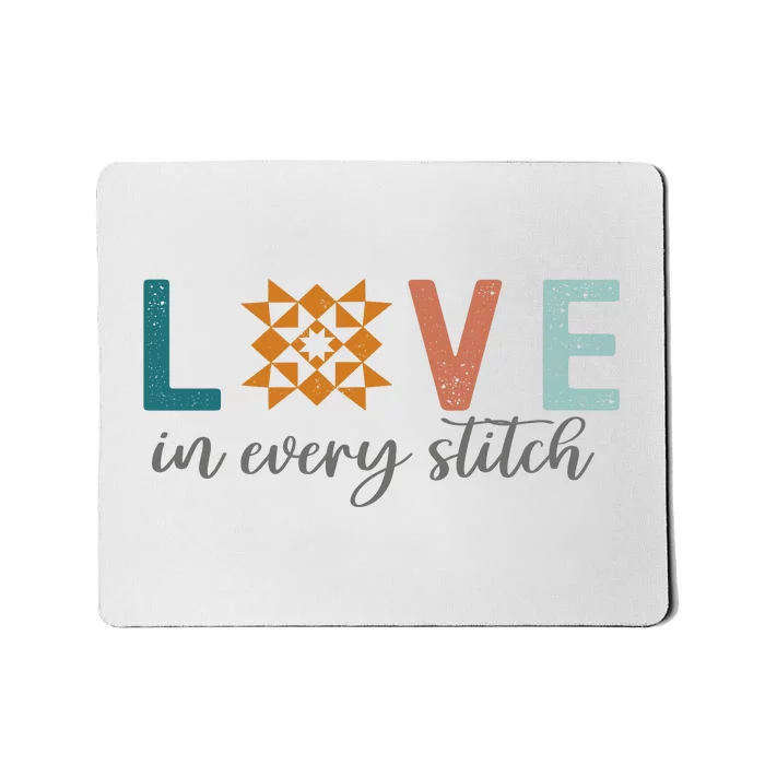 Love In Every Stitch Quilt Block Star Mousepad