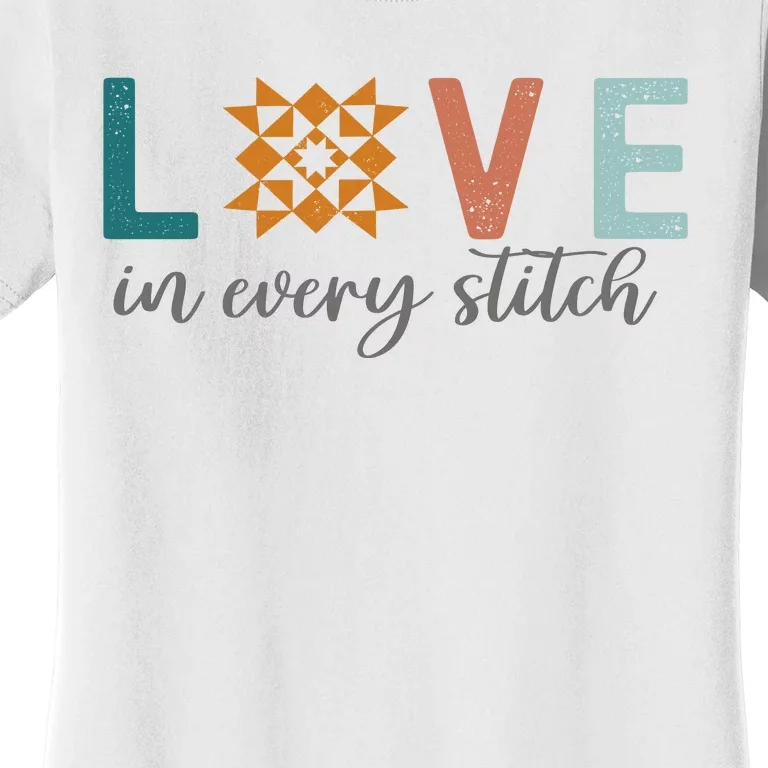 Love In Every Stitch Quilt Block Star Women's T-Shirt