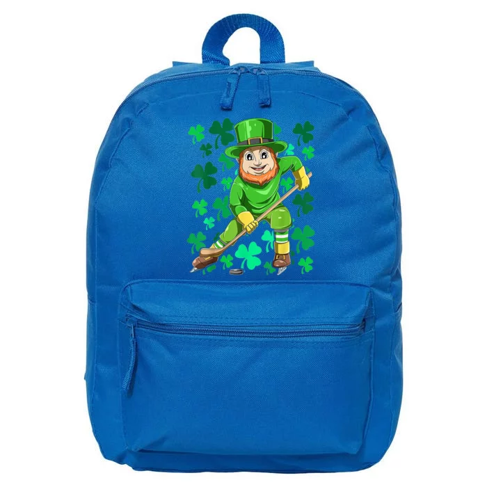 Leprechaun Ice Field Hockey Funny St Patricks Day Sport Funny Gift 16 in Basic Backpack