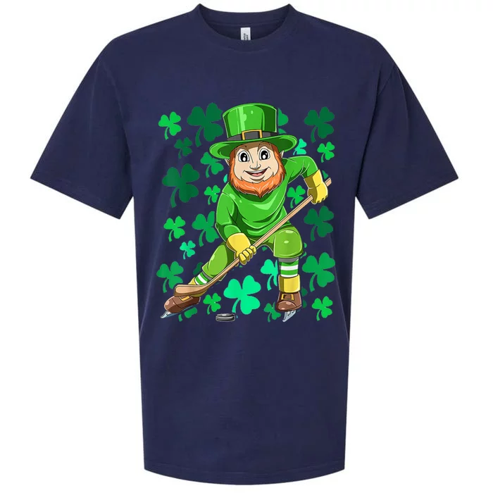 Leprechaun Ice Field Hockey Funny St Patricks Day Sport Gift Sueded Cloud Jersey T-Shirt