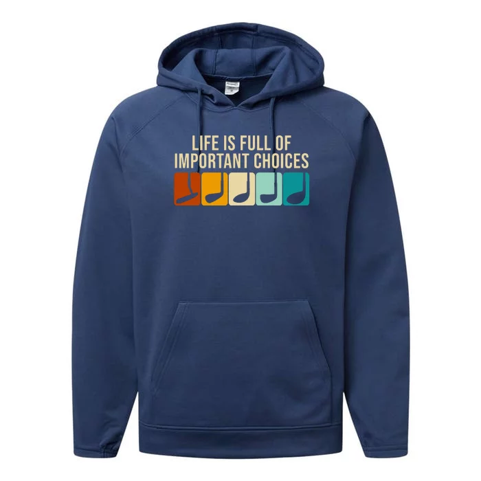 Life Is Full Of Important Choices Retro Golf Performance Fleece Hoodie