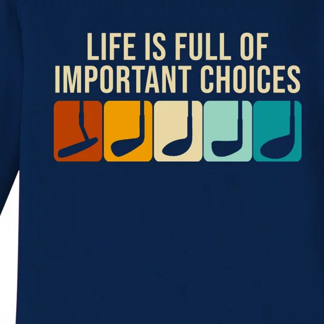 Life Is Full Of Important Choices Retro Golf Baby Long Sleeve Bodysuit