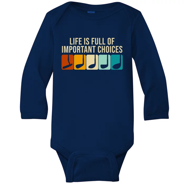 Life Is Full Of Important Choices Retro Golf Baby Long Sleeve Bodysuit