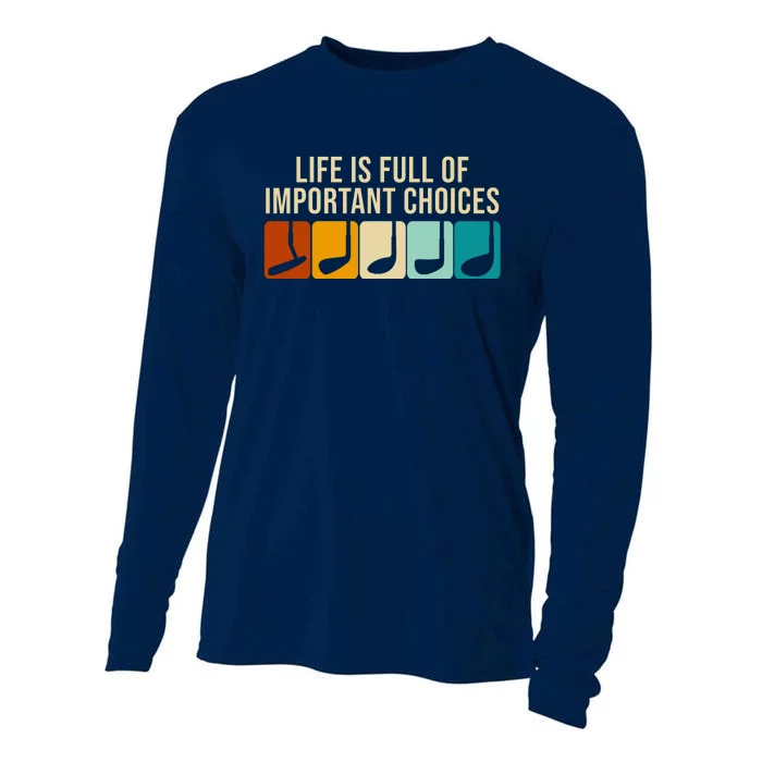 Life Is Full Of Important Choices Retro Golf Cooling Performance Long Sleeve Crew