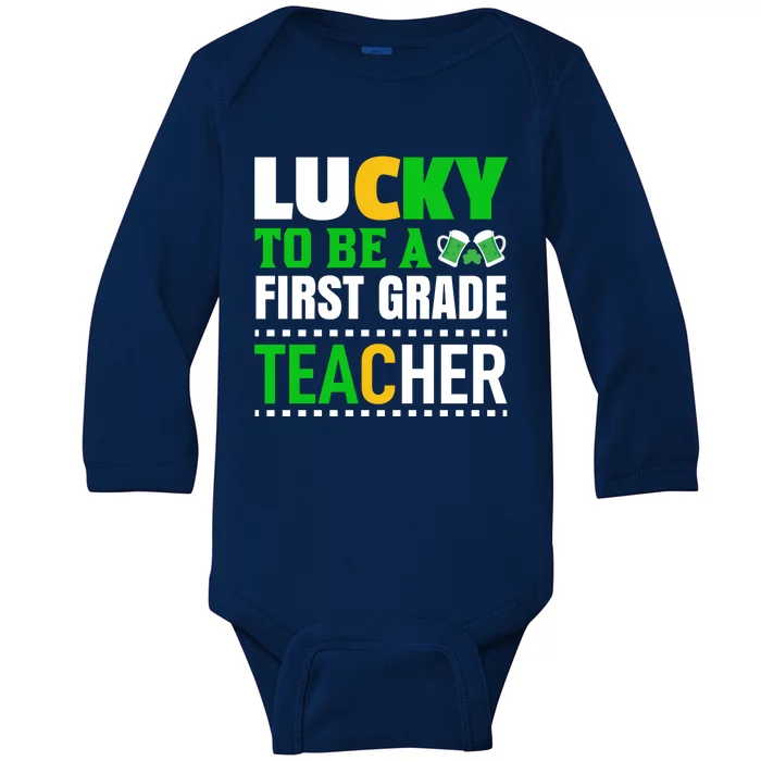 Lucky Irish First Grade Teacher Baby Long Sleeve Bodysuit