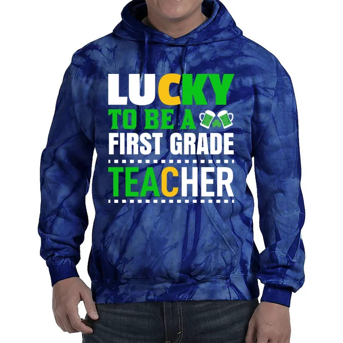 Lucky Irish First Grade Teacher Tie Dye Hoodie