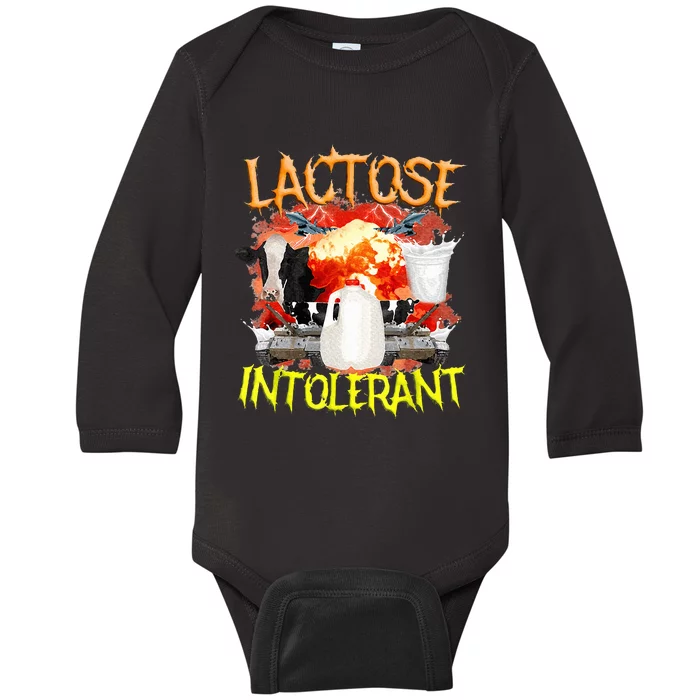 Lactose Intolerant Funny Sarcasm Oddly Specific Baby Long Sleeve Bodysuit