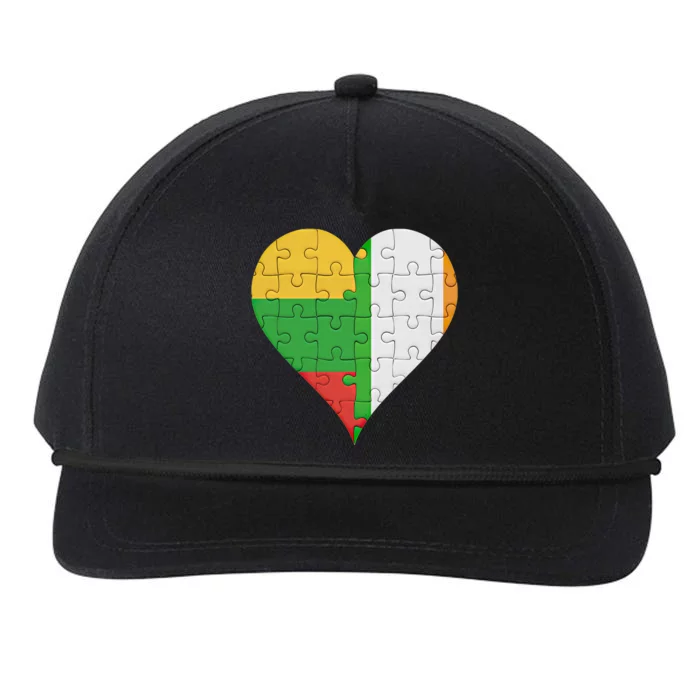 Lithuanian Irish Flag Heart Gift Snapback Five-Panel Rope Hat