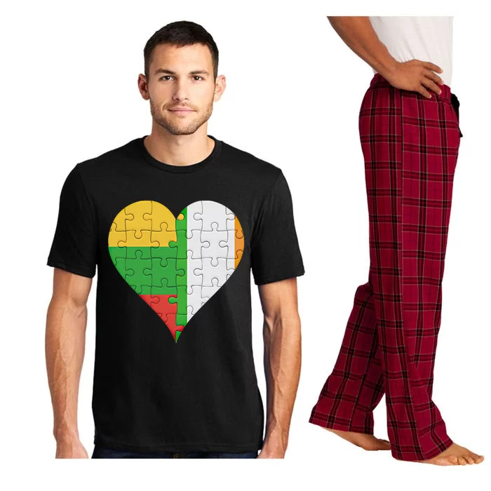 Lithuanian Irish Flag Heart Gift Pajama Set