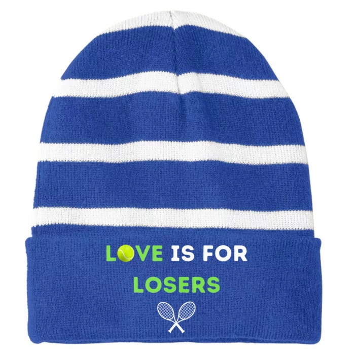 Love Is For Losers Tennis Striped Beanie with Solid Band