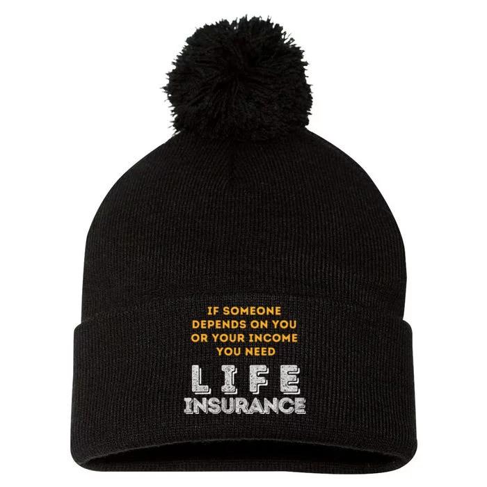 Life Insurance Financial Literacy Saying Financial Advisor Pom Pom 12in Knit Beanie