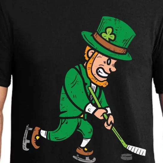 Leprechaun Ice Field Hockey Funny St Patricks Day Sport Gift Cool Gift Pajama Set