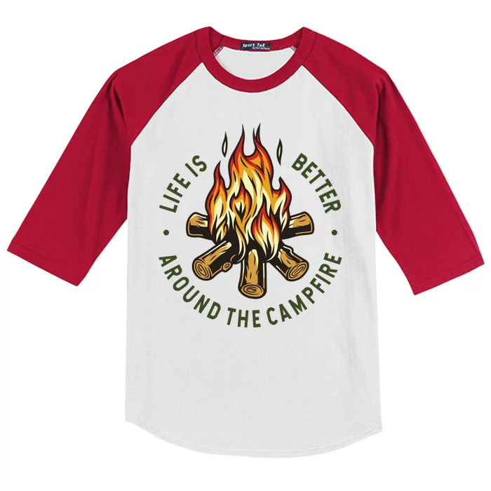 Life Is Better Around The Campfire Kids Colorblock Raglan Jersey