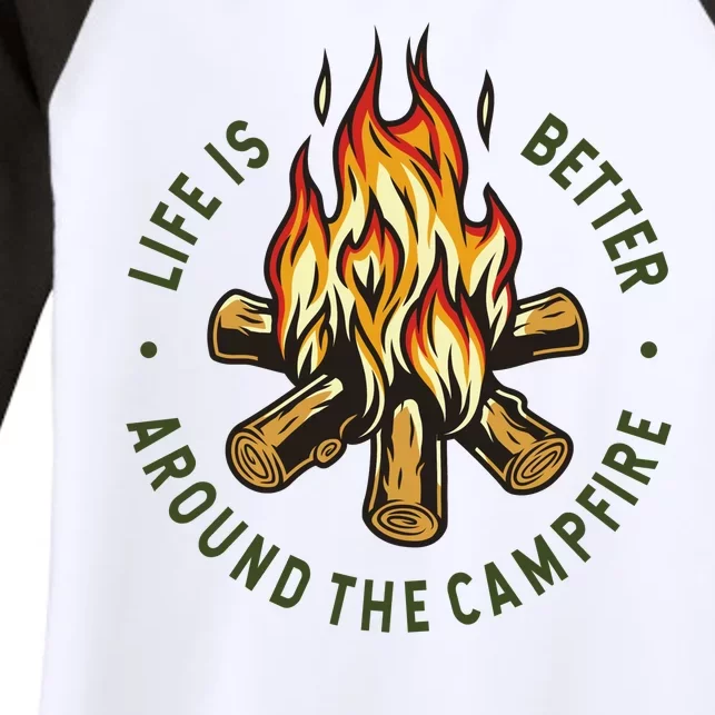 Life Is Better Around The Campfire Women's Tri-Blend 3/4-Sleeve Raglan Shirt