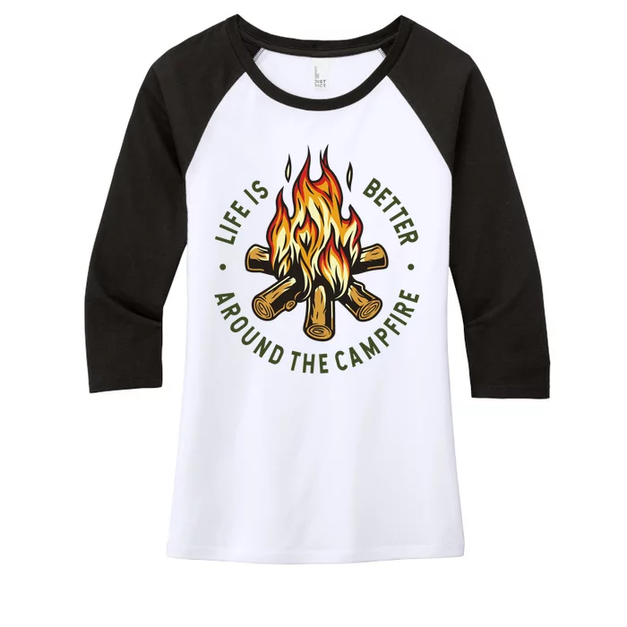 Life Is Better Around The Campfire Women's Tri-Blend 3/4-Sleeve Raglan Shirt