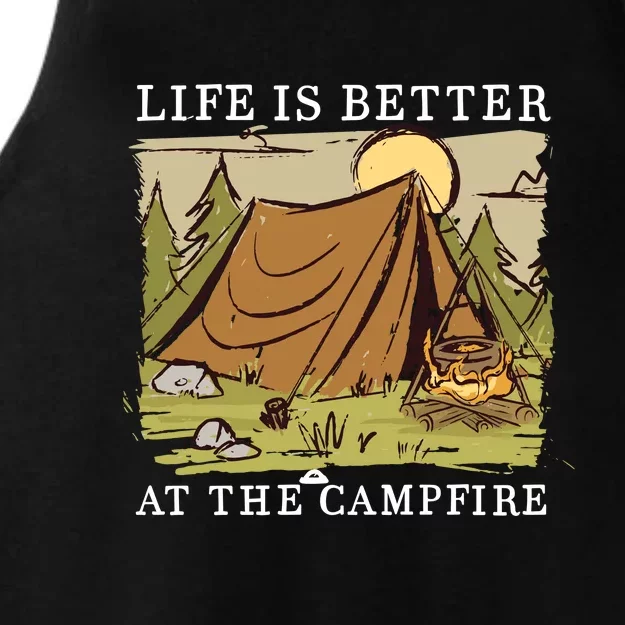 Life Is Better At The Campfire Ladies Tri-Blend Wicking Tank