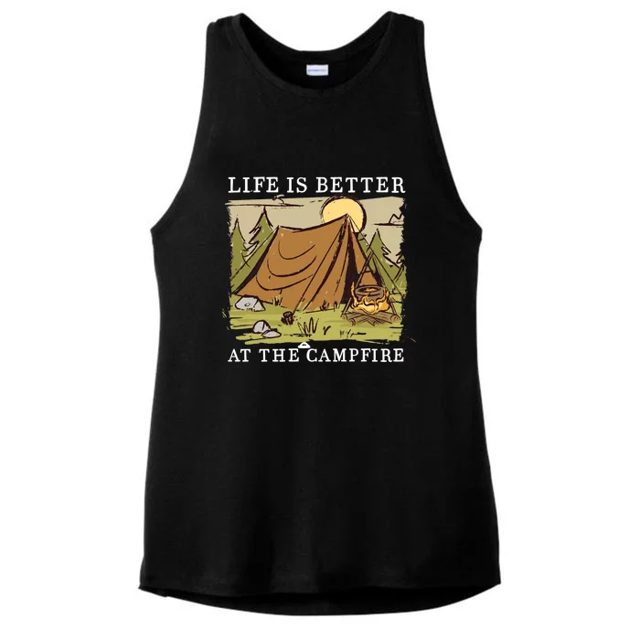 Life Is Better At The Campfire Ladies Tri-Blend Wicking Tank