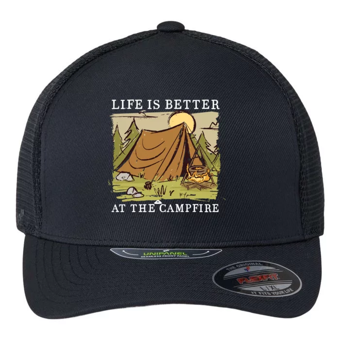 Life Is Better At The Campfire Flexfit Unipanel Trucker Cap