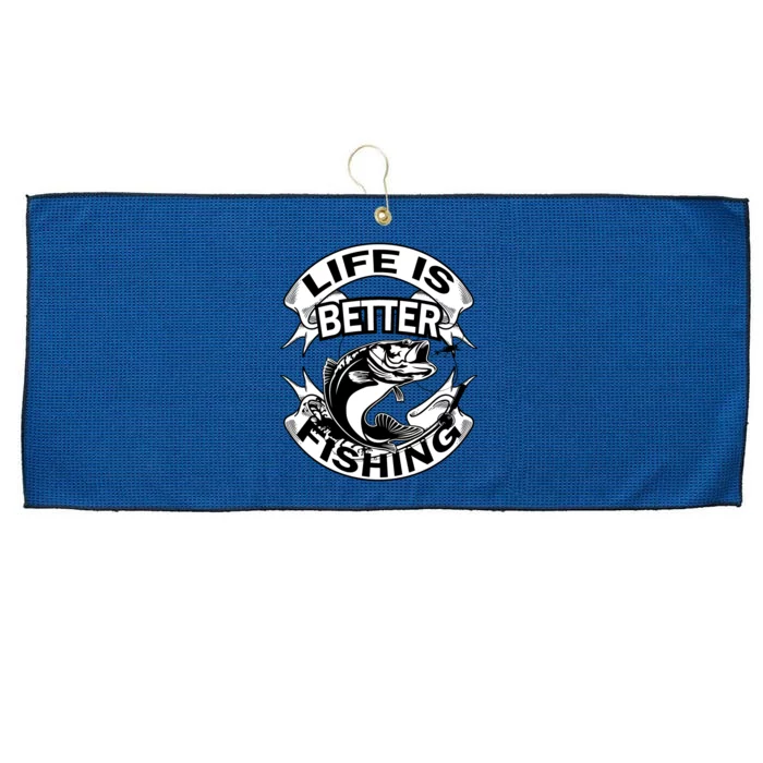 Life Is Better Fishing Large Microfiber Waffle Golf Towel