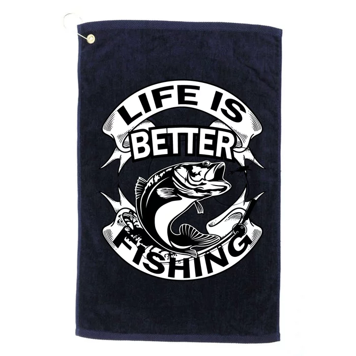 Life Is Better Fishing Platinum Collection Golf Towel