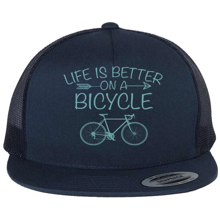 Life Is Better On A Bicycle Flat Bill Trucker Hat