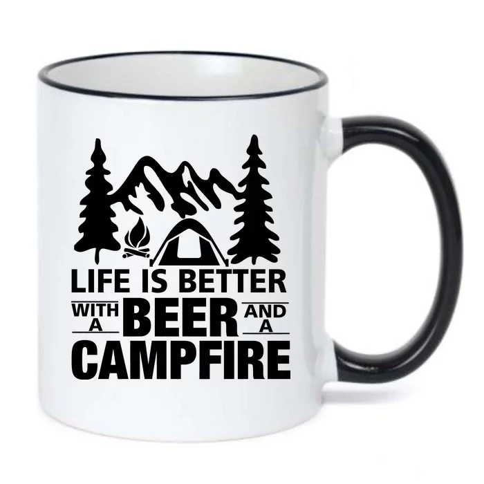 Life Is Better With A Beer And A Campfire Black Color Changing Mug