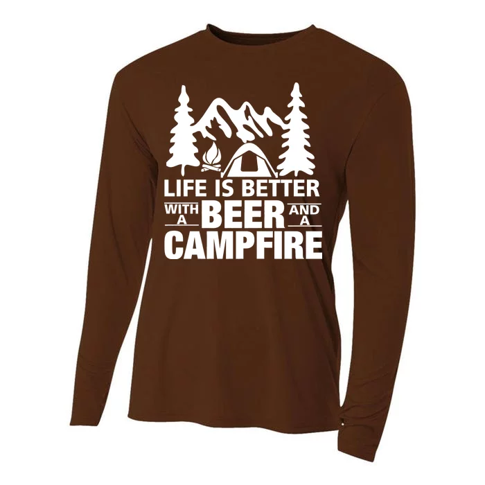 Life Is Better With A Beer And A Campfire Cooling Performance Long Sleeve Crew