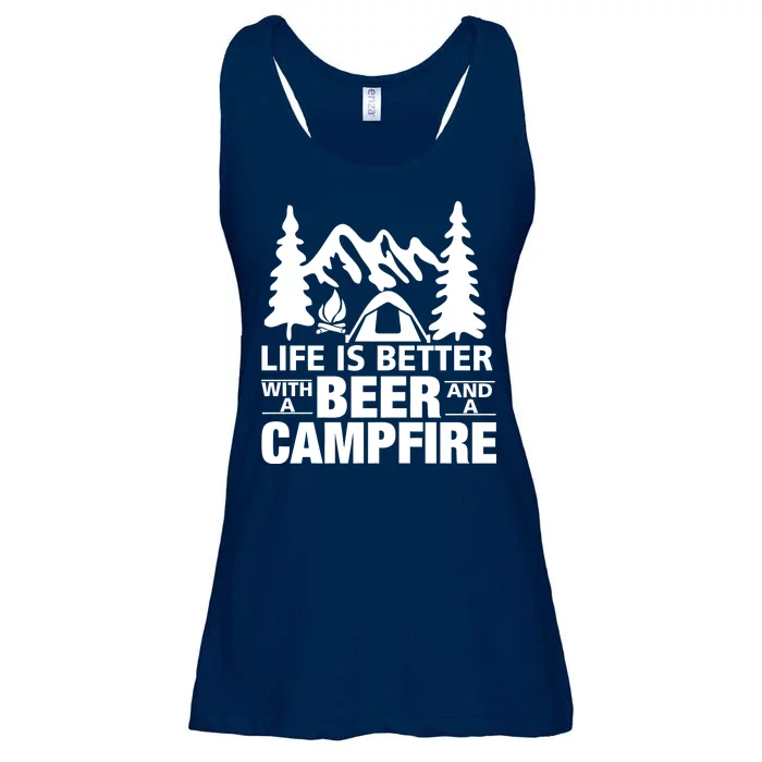 Life Is Better With A Beer And A Campfire Ladies Essential Flowy Tank