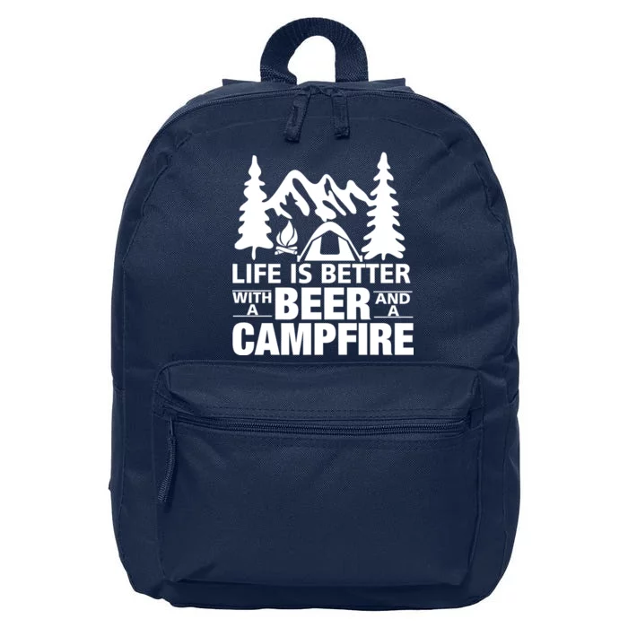 Life Is Better With A Beer And A Campfire 16 in Basic Backpack