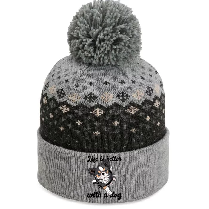 Life Is Better With A Dog Cute The Baniff Cuffed Pom Beanie