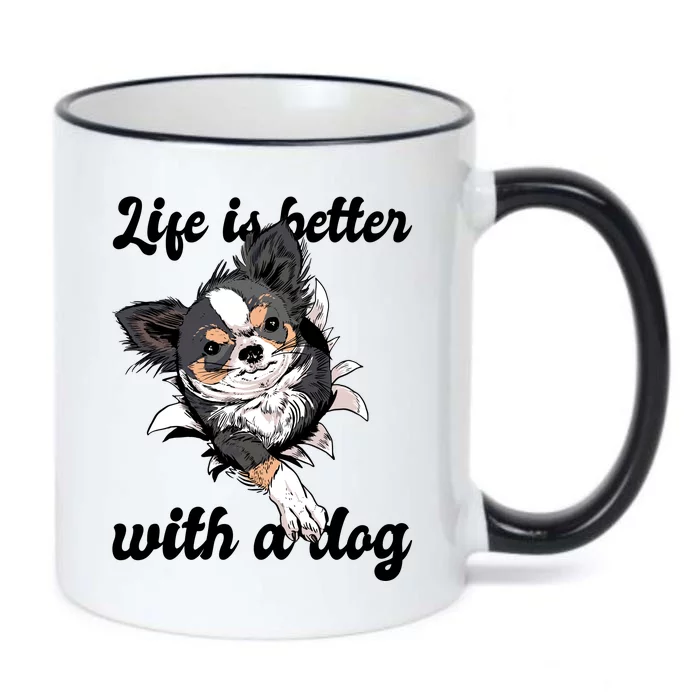 Life Is Better With A Dog Cute Black Color Changing Mug