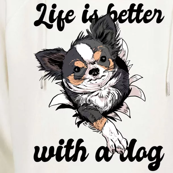 Life Is Better With A Dog Cute Womens Funnel Neck Pullover Hood