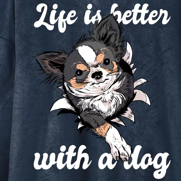 Life Is Better With A Dog Cute Hooded Wearable Blanket