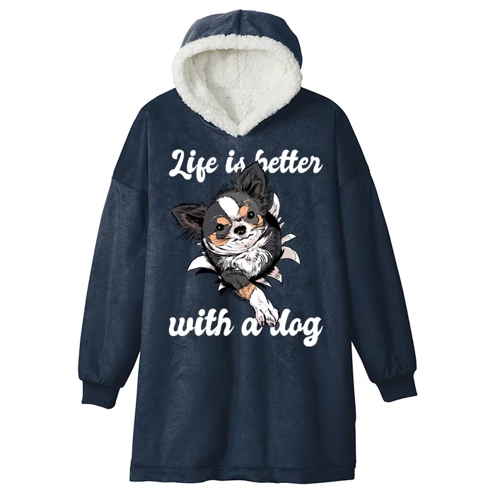 Life Is Better With A Dog Cute Hooded Wearable Blanket