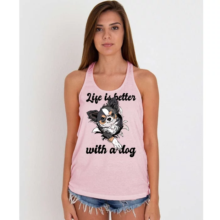 Life Is Better With A Dog Cute Women's Knotted Racerback Tank