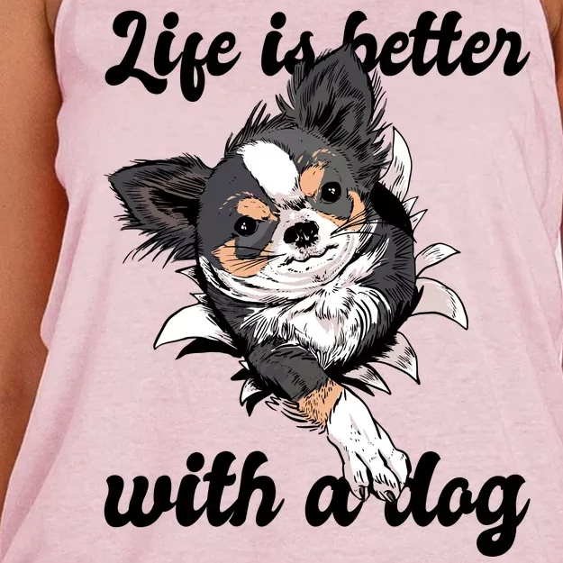 Life Is Better With A Dog Cute Women's Knotted Racerback Tank