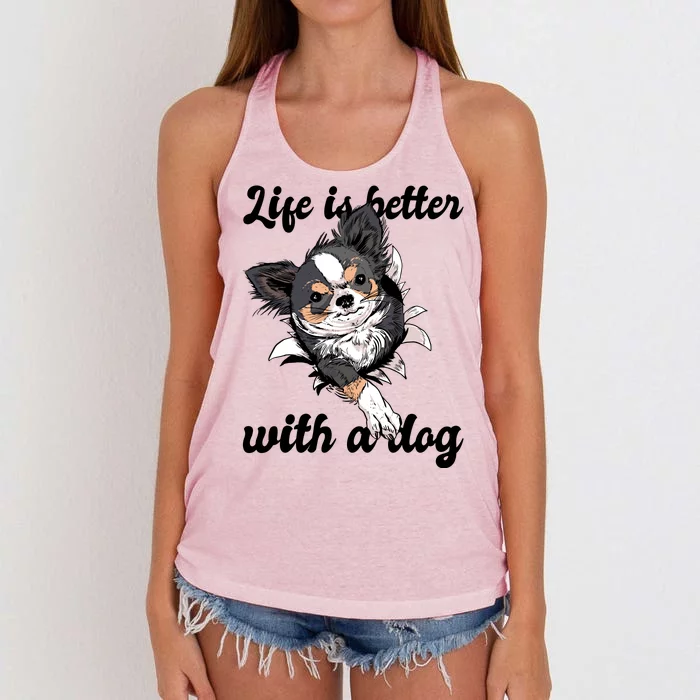 Life Is Better With A Dog Cute Women's Knotted Racerback Tank