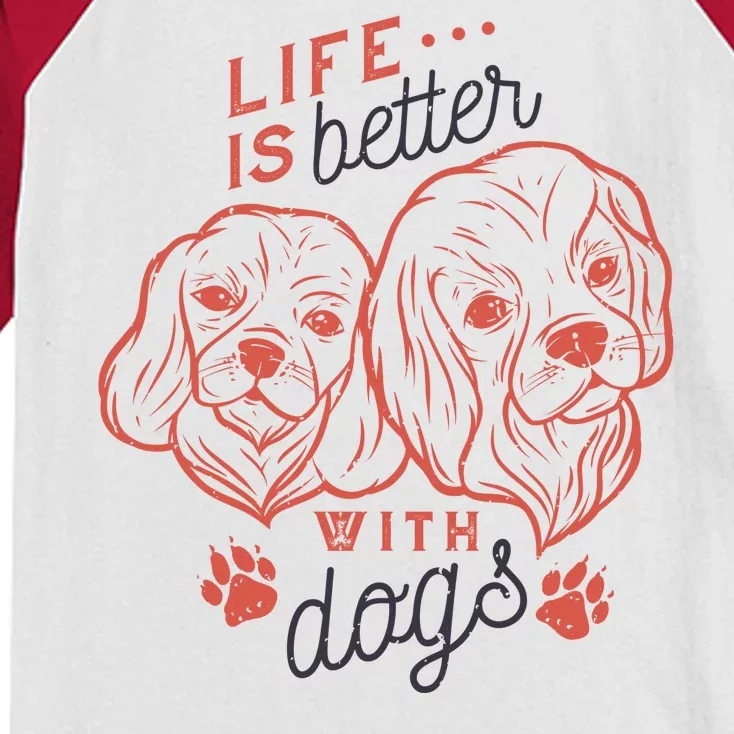 Life Is Better With Dogs Kids Colorblock Raglan Jersey