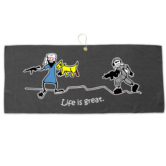 Life is Great Army Large Microfiber Waffle Golf Towel