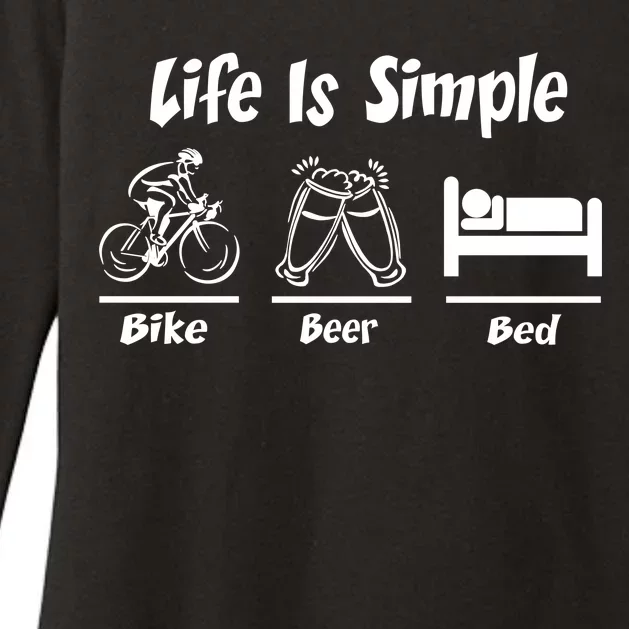 Life Is Simple Bike Beer Bed Womens CVC Long Sleeve Shirt