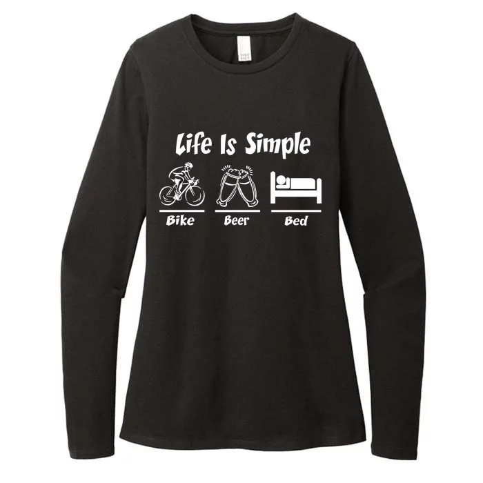 Life Is Simple Bike Beer Bed Womens CVC Long Sleeve Shirt