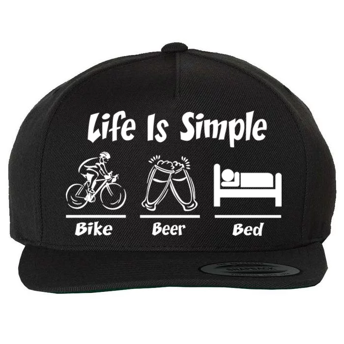 Life Is Simple Bike Beer Bed Wool Snapback Cap