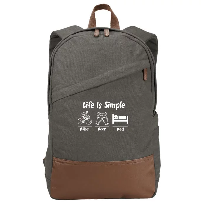 Life Is Simple Bike Beer Bed Cotton Canvas Backpack