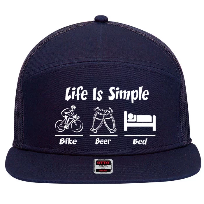 Life Is Simple Bike Beer Bed 7 Panel Mesh Trucker Snapback Hat