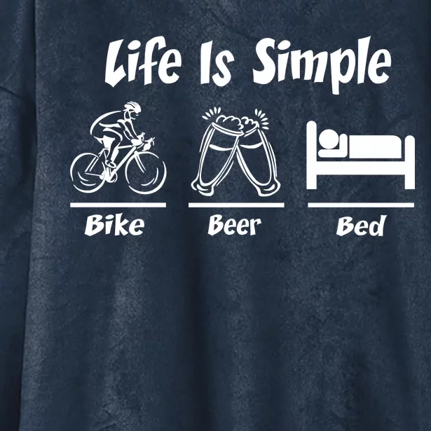 Life Is Simple Bike Beer Bed Hooded Wearable Blanket