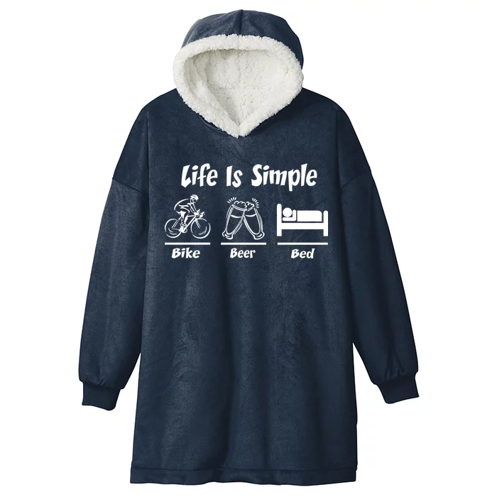 Life Is Simple Bike Beer Bed Hooded Wearable Blanket