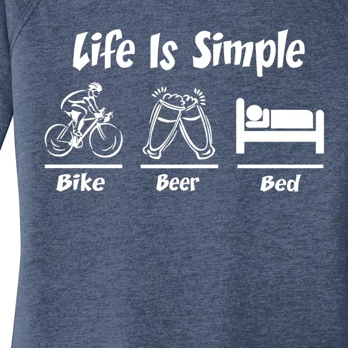 Life Is Simple Bike Beer Bed Women's Perfect Tri Tunic Long Sleeve Shirt